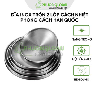 Đĩa Inox tròn 2 lớp cách nhiệt phong cách Hàn Quốc siêu sang trọng