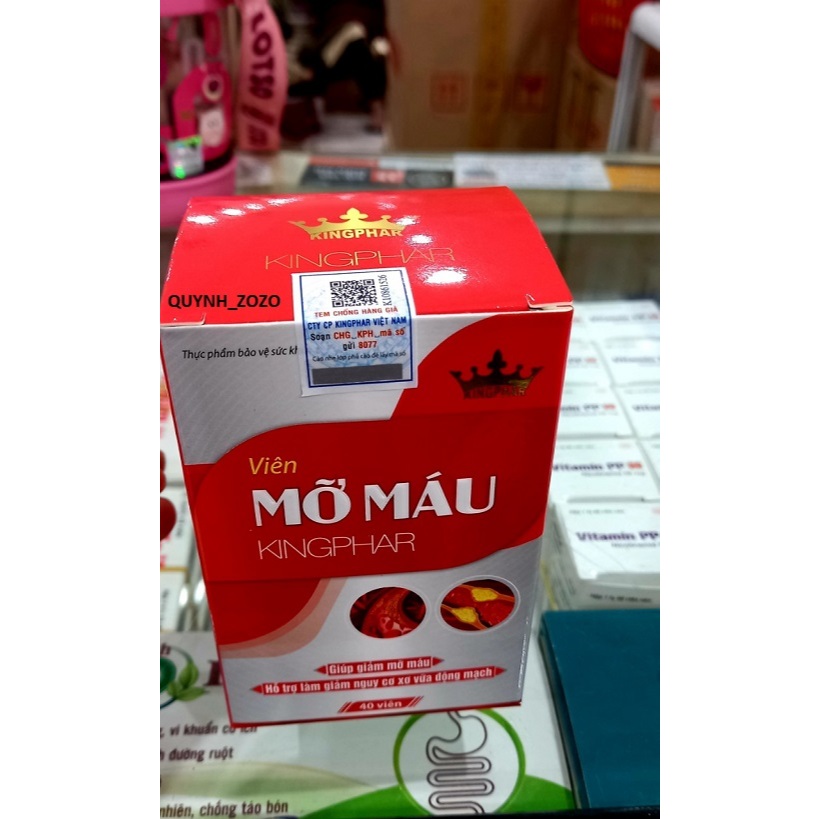 Viên uống Mỡ Máu Kingphar - Giúp hạ mỡ máu, điều hòa cholesterol và triglycerid máu - Hộp 40 viên