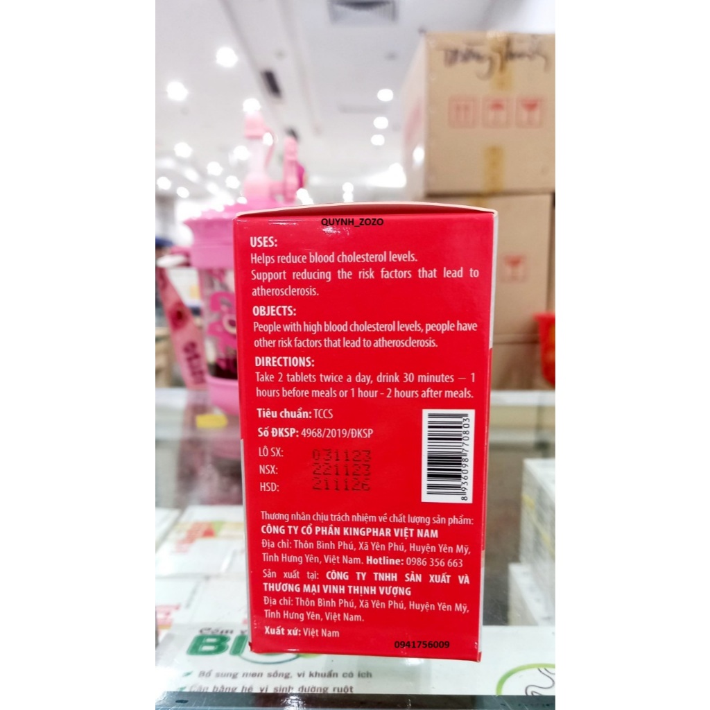 Viên uống Mỡ Máu Kingphar - Giúp hạ mỡ máu, điều hòa cholesterol và triglycerid máu - Hộp 40 viên