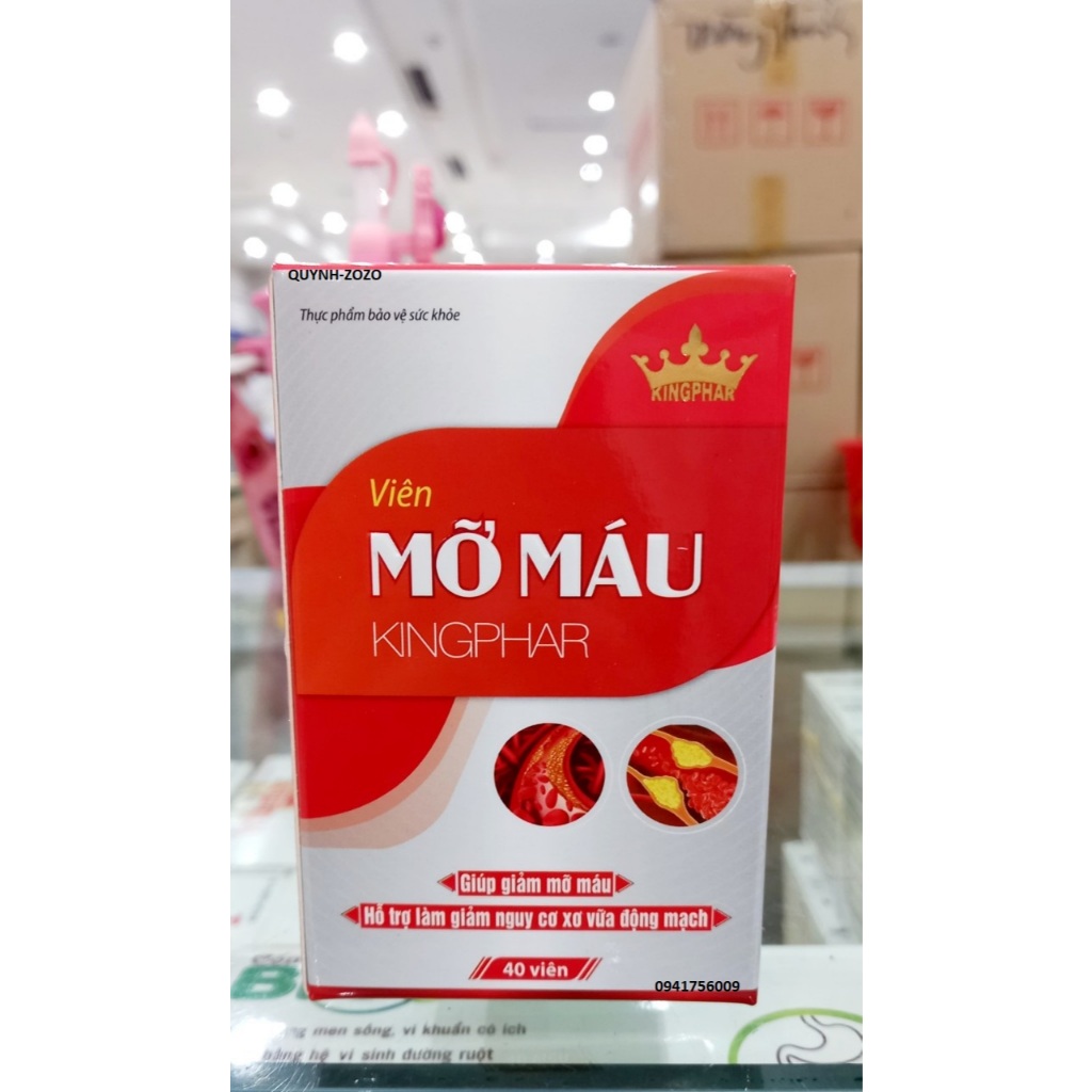 Viên uống Mỡ Máu Kingphar - Giúp hạ mỡ máu, điều hòa cholesterol và triglycerid máu - Hộp 40 viên