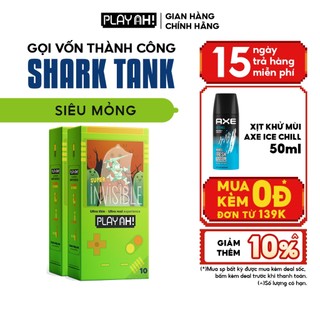 Combo 2 hộp/3 hộp Bao Cao Su PLAYAH Super Invisible Siêu Mỏng Hộp 10 bao size 52mm