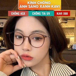Kính Chống Ánh Sáng Xanh Và Tia UV Dáng Mắt Tròn Cho Nữ KAVI 068, Kính Chống Nhức Mỏi Mắt Có Cắt Kính Cận Viễn Theo Đơn