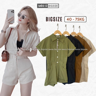 Bộ Jumpsuit nữ BIGSIZE cổ sơ mi liền quần gập gấu cực xinh 181