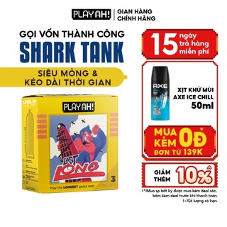 Bao Cao Su PlayAh Last Long Siêu Mỏng Kéo Dài Quan Hệ Thời Gian Hộp 3/10 size 52mm