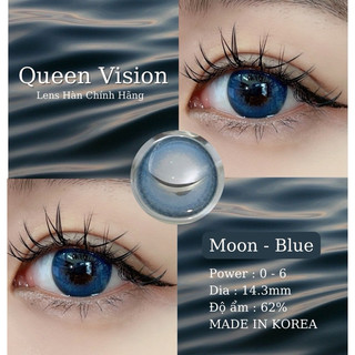 HCM 1 cặp lens xanh có sẵn 0-6 độ kính giãn tròng Hàn Quốc MOON BLUE
