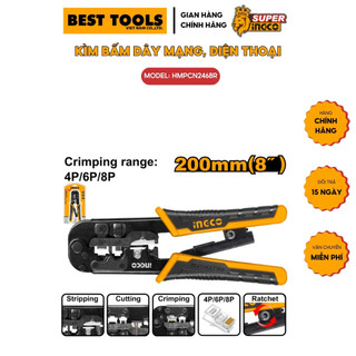 Kìm bấm dây mạng, điện thoại ingco hmpcn2468r