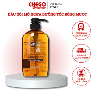 Dầu gội mỡ ngựa Kumano Horse Oil Non Silicon Shampoo 600ml dưỡng tóc bóng mượt