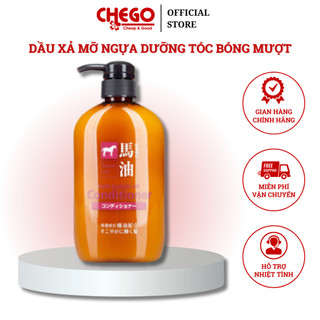 Dầu xả mỡ ngựa dưỡng tóc mềm mượt Kumano Horse Oil Conditioner 600ml giảm khô xơ, gãy rụng