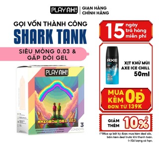 Bao Cao Su PlayAh Rainbow Gel 003 Hộp 3/10 Size 52mm siêu mỏng nhiều gel