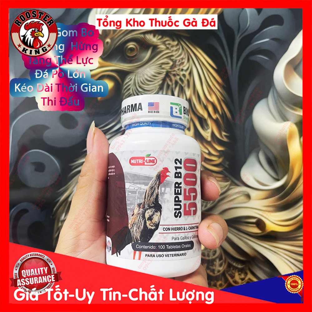B12 5500 Hộp 100 Viên Thế Hệ Mới Nuôi Gà Gom Bo Đá Súc Cây Láp