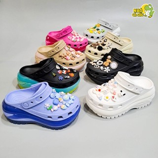 Dép cross mega crush clogs unisex tặng 10 jibbitz stickers 3D loại đẹp, dép sục cross crush mega nam nữ nhựa cao cấp