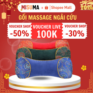 Gối ngải cứu MISUMA sưởi ấm bằng điện bảo vệ cột sống cổ vai gáy, gối ngủ chống giảm đau vai gáy massage