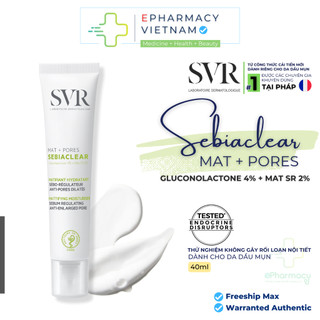 Kem Dưỡng SVR Sebiaclear Mat + Pores Giảm Mụn Kiềm Dầu Dành Cho Da Dầu Mụn Nhạy Cảm 40ml