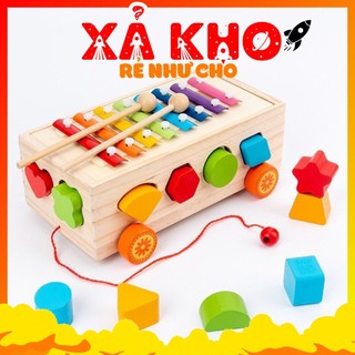 [Mã SKAMLSC3814 giảm 10% đơn 100K] Đồ Chơi Gỗ Thông Minh Xe Kéo Thả Hình Khối Kết Hợp Số Đàn Bảng Phân Loại