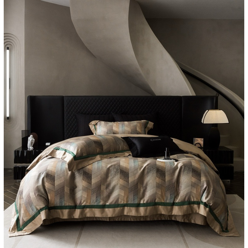 Bộ chăn ga  Leafy Luxe Gấm Cao Cấp Thanh lịch và sang trọng