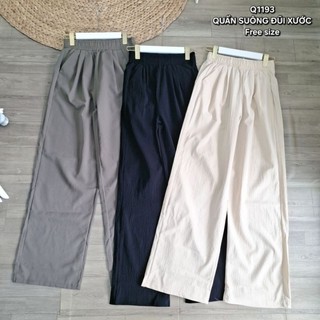Quần ống suông lưng thun đũi xước Q1193