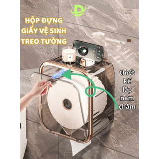 Hộp đựng giấy vệ sinh treo tường, hộp đựng giấy đa năng treo tường chất liệu ABS + PP cao cấp chống nước nắp nam châm