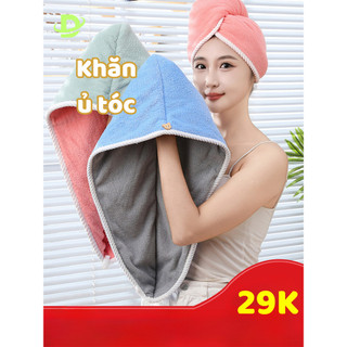 Khăn quấn tóc ủ tóc nhanh khô 2 lớp, khăn gội đầu trùm đầu đa năng chất liệu lông cừu san hô mềm mại siêu thấm hút