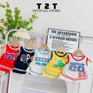 Combo bộ quần áo ba lỗ thể thao T2T chất thun lạnh cho bé trai bé gái từ ( 4 - 22 kg ) L1