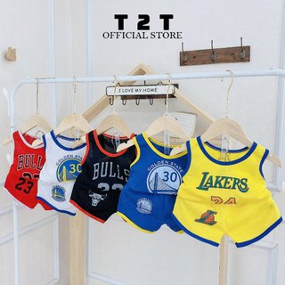 Bộ quần áo ba lỗ đội bóng T2T (combo 5 bộ như hình) cho bé trai/ bé gái từ (3 đến 14 kg)