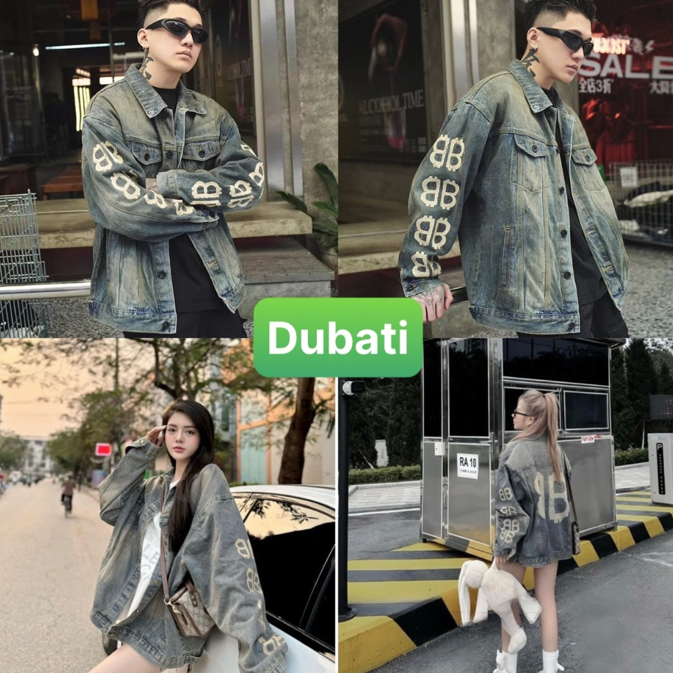 ÁO KHOÁC JEAN CHẤT BÒ NAM NỮ UNISEX IN CHỮ B - B PHONG CÁCH CAO CẤP MỚI - DUBATI FASHION