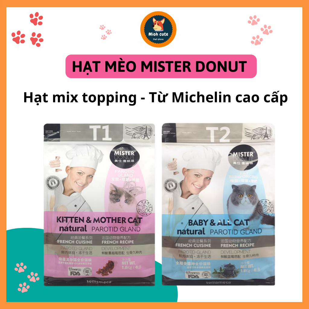 Hạt Mèo Mister Donut dòng Michelin hạt cao cấp Mèo Con, Mèo bầu, Mèo trưởng thành
