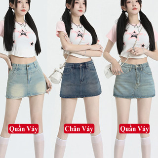 [XẢ KHO] Chân Váy Jean Chữ A Ngắn Madela, Quần Giả Váy Jean Bộ SP: Chân Váy Bò Chữ A Ngắn, Váy Bò Ngắn, Váy Jean Ngắn