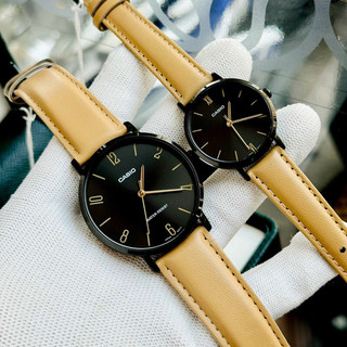 Đồng hồ đôi nam nữ dây da casio mtp-vt01bl-1b