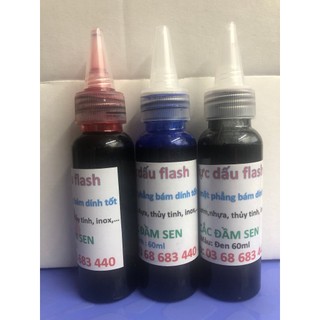 Mực dấu flash -đóng dấu trên mọi chất liệu -lọ 60 ml/ 100ml - gốc ancol khô nhanh bám dính tốt