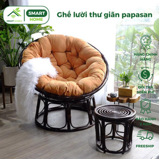 Ghế lười thư giãn Papasan 1m2 mây SmartHomes, decor ban công nằm thư giãn, trang trí phòng khách