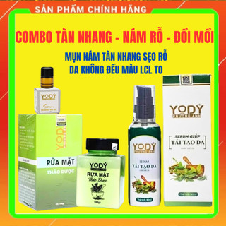 Combo tái tạo phương anh yody white + bột rửa mặt + chấm tàn nhang yody