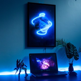 Tranh treo tường Led điểm Canvas/Tráng gương chủ đề Vũ trụ, decor quán bi-a, bar club, gaming