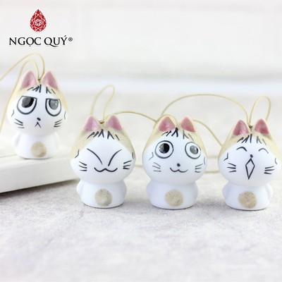 Chuông gió, móc treo, móc khóa hình méo gốm sứ - Ngọc Quý