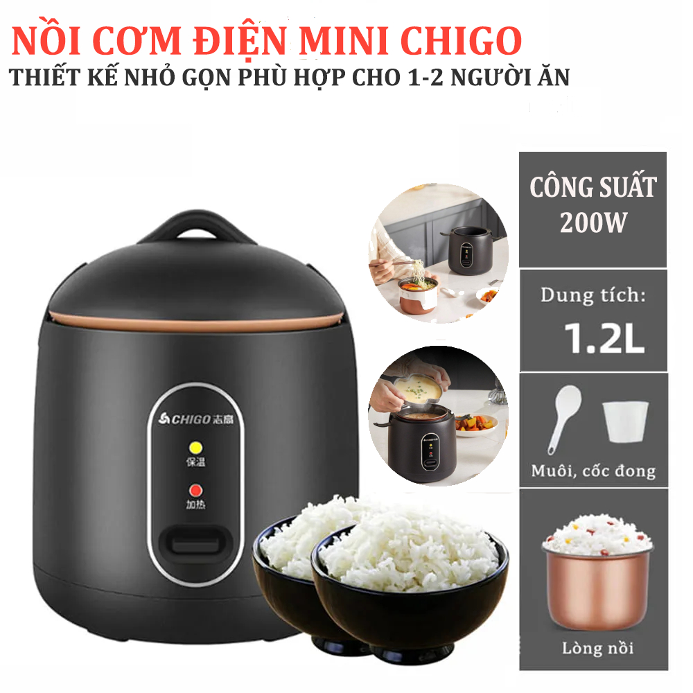 ồi Cơm Điện Chính Hãng Chigo, Nồi Lấu Đa Năng, Nấu Cơm, Hầm Cháo, Hấp Xào Luộc Siêu Tiện Lợi