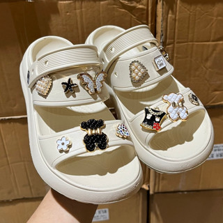 Dép nữ có quai dép bánh mì siêu nhẹ đế cao chất liệu EVA đính charm dễ thương hottrend TĂNG 1 SZ (617)