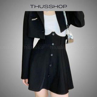 Chân Váy Cạp Lưng Cao Cúc Dọc, Váy Xòe Dáng Ngắn Siêu Tôn Dáng Che Bụng Eo Thon BIGSIZE Vải Mềm Dày Dặn THUS555