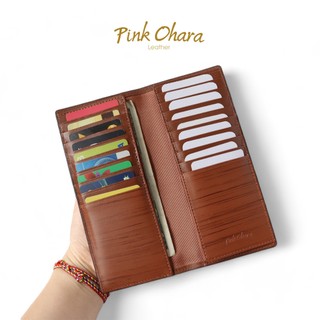 Ví Da Unisex PINK OHARA Dáng Dài Gập Đôi Mỏng Gọn