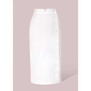 BEUCLOSET - Chân váy linen bút chì phối nút