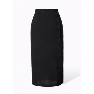 BEUCLOSET - Chân váy linen bút chì phối nút