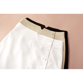 BEUCLOSET - Chân váy linen bút chì phối nút