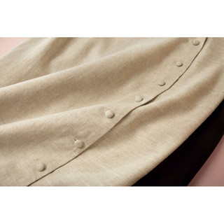 BEUCLOSET - Chân váy linen bút chì phối nút
