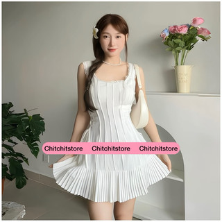 Đầm trắng đan dây 2 bên - Chitchitstore