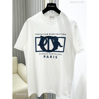 Áo phông cộc tay nam nữ premiun cotton CD phối trước ngực in khung thêu logo dio.r PARIS dầy dặn boy phố