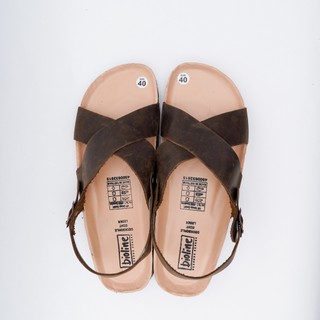 DK11 - Sandal Birken Đế Trấu Thiết Kế Quai Da Bò Đan Chéo Chữ X Unisex Nam và Nữ Lót Chống Nước