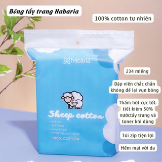 Bông Tẩy Trang Cừu Habaria Sheep Cotton 234 Miếng