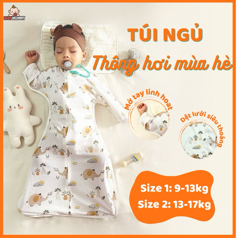 Túi ngủ thông hơi mùa hè(size 9-17kg)❤️FREESHIP❤️túi ngủ lưới mùa hè đóng mở tay siêu thoáng khí, co dãn tốt, ship 24h