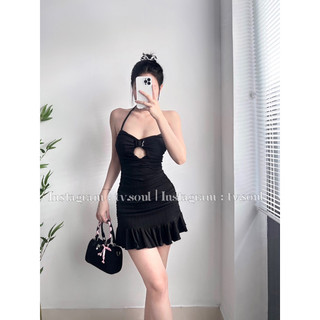 [CÓ SẴN, ẢNH THẬT] 𝐓𝐕 𝐒𝐎𝐔𝐋 Đầm khoét ngực khoen nơ dây vai cột - dáng ngắn body đuôi cá