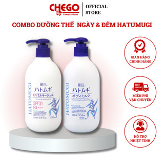 Combo sữa dưỡng thể ngày 250ml và đêm 400ml Reihaku Hatomugi