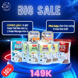 Combo " Đại Tiệc Cho Boss " bao gồm 6 gói Pate Tell Me Mix vị dành cho chó mọi lứa tuổi PETSERVICE.