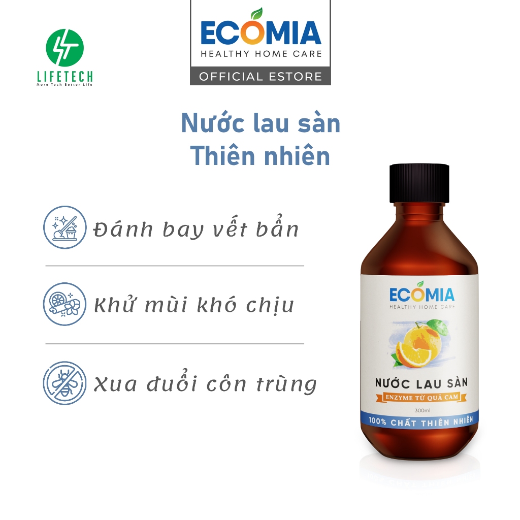 Nước lau sàn Ecomia từ nguyên liệu thiên nhiên: sạch nhanh, khử mùi, đuổi côn trùng 300ml 500ml